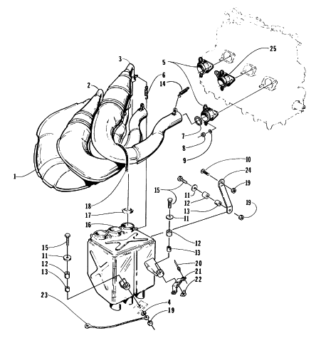 Parts Diagram for Arctic Cat 1996 ZRT 800 SNOWMOBILE EXHAUST ASSEMBLY