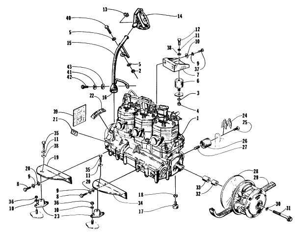 Parts Diagram for Arctic Cat 1996 THUNDERCAT SNOWMOBILE ENGINE AND RELATED PARTS