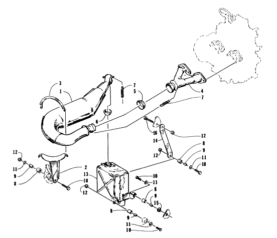 Parts Diagram for Arctic Cat 1996 EXT POWDER SPECIAL SNOWMOBILE EXHAUST ASSEMBLY
