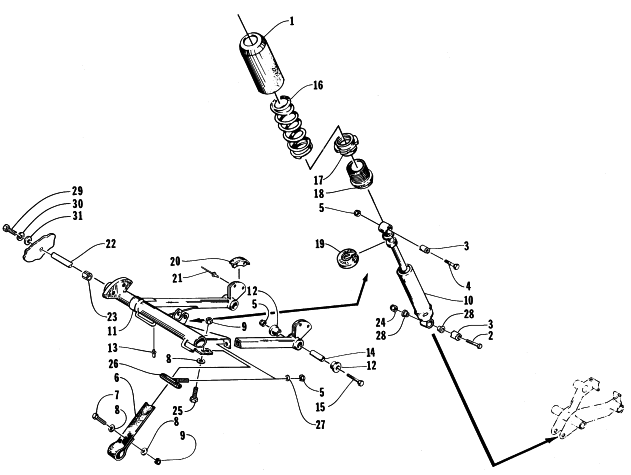 Parts Diagram for Arctic Cat 1999 PANTHER 440 SNOWMOBILE REAR SUSPENSION FRONT ARM ASSEMBLY