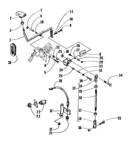 Parts Diagram for Arctic Cat 1996 BEARCAT WIDE TRACK SNOWMOBILE REVERSE SHIFT LEVER ASSEMBLY