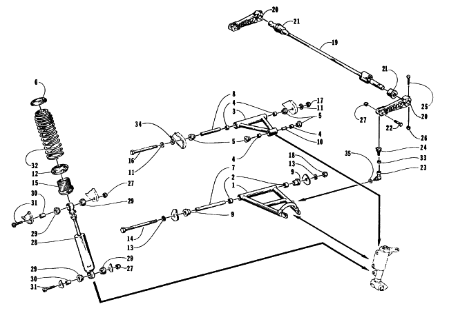 Parts Diagram for Arctic Cat 1996 COUGAR MOUNTAIN CAT SNOWMOBILE FRONT SUSPENSION AND SHOCK ABSORBER