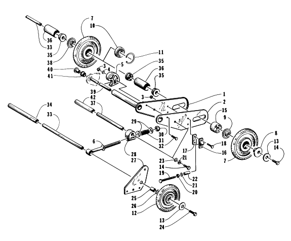 Parts Diagram for Arctic Cat 1996 BEARCAT WIDE TRACK SNOWMOBILE ARTICULATING SKID FRAME ASSEMBLY
