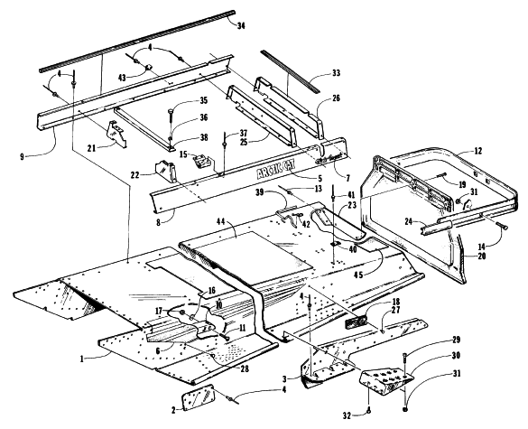 Parts Diagram for Arctic Cat 1996 BEARCAT WIDE TRACK SNOWMOBILE TUNNEL AND REAR BUMPER