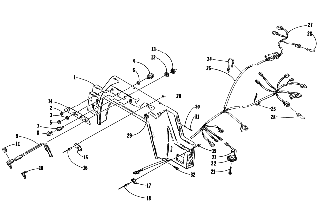 Parts Diagram for Arctic Cat 1996 BEARCAT WIDE TRACK SNOWMOBILE CONSOLE, SWITCHES, AND WIRING ASSEMBLIES