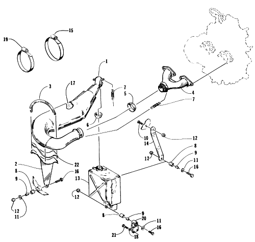 Parts Diagram for Arctic Cat 1996 ZR 440 SNOWMOBILE EXHAUST ASSEMBLY