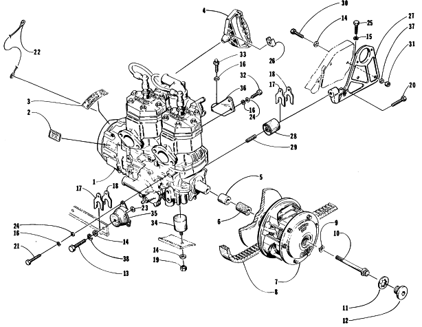 Parts Diagram for Arctic Cat 1996 ZR 440 SNOWMOBILE ENGINE AND RELATED PARTS