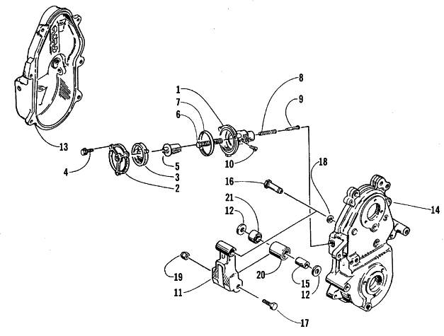 Parts Diagram for Arctic Cat 1997 POWDER EXTREME SNOWMOBILE DROPCASE CHAIN TENSION ASSEMBLY