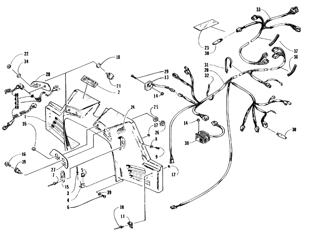 Parts Diagram for Arctic Cat 1996 WILDCAT TOURING SNOWMOBILE CONSOLE, SWITCHES, AND WIRING ASSEMBLIES