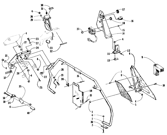 Parts Diagram for Arctic Cat 1996 ZR 580 EFI ETT SNOWMOBILE STEERING SUPPORT ASSEMBLY