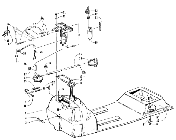 Parts Diagram for Arctic Cat 1996 ZR 580 EFI ETT SNOWMOBILE GAS TANK AND FUEL PUMP ASSEMBLY