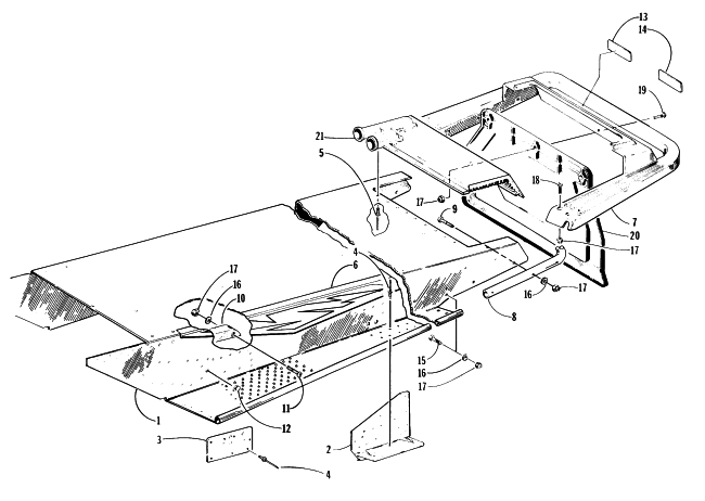 Parts Diagram for Arctic Cat 1997 POWDER EXTREME SNOWMOBILE TUNNEL AND REAR BUMPER