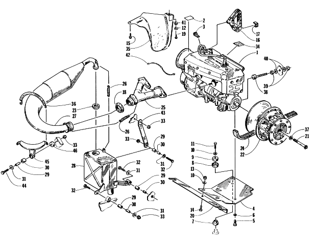 Parts Diagram for Arctic Cat 1998 BEARCAT 340 SNOWMOBILE ENGINE AND RELATED PARTS