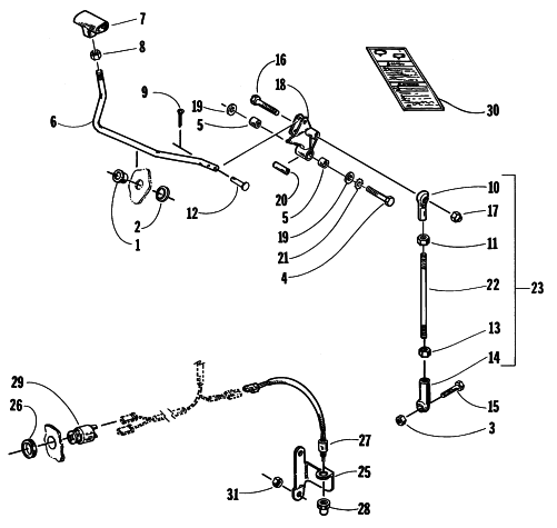 Parts Diagram for Arctic Cat 1997 ZRT 800 SNOWMOBILE REVERSE SHIFT LEVER ASSEMBLY