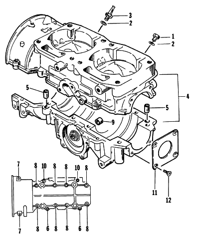 Parts Diagram for Arctic Cat 1997 POWDER SPECIAL SNOWMOBILE CRANKCASE ASSEMBLY