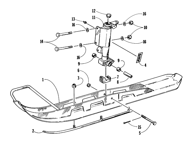 Parts Diagram for Arctic Cat 1997 PANTHER 440 SNOWMOBILE SKI AND SPINDLE ASSEMBLY