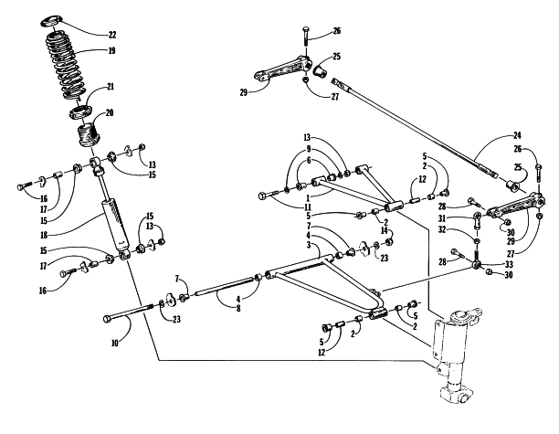 Parts Diagram for Arctic Cat 1998 COUGAR MOUNTAIN CAT SNOWMOBILE FRONT SUSPENSION AND SHOCK ABSORBER