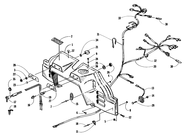 Parts Diagram for Arctic Cat 1997 COUGAR MOUNTAIN CAT SNOWMOBILE CONSOLE, SWITCHES, AND WIRING ASSEMBLIES