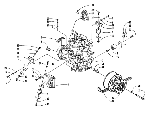 Parts Diagram for Arctic Cat 1997 COUGAR MOUNTAIN CAT SNOWMOBILE ENGINE AND RELATED PARTS