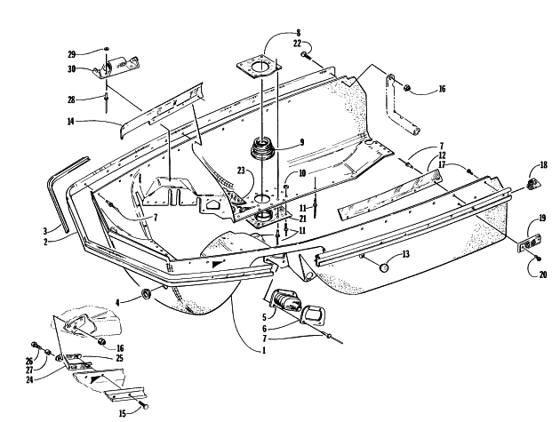 Parts Diagram for Arctic Cat 1997 PANTHER 550 SNOWMOBILE BELLY PAN ASSEMBLY