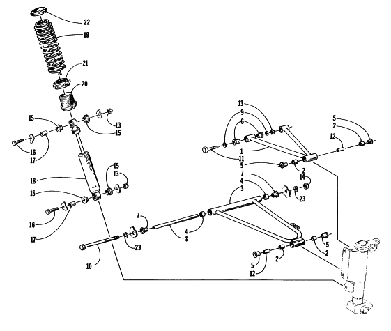 Parts Diagram for Arctic Cat 1997 PANTHER 440 SNOWMOBILE FRONT SUSPENSION AND SHOCK ABSORBER