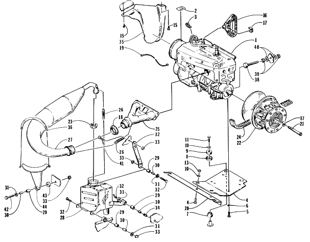 Parts Diagram for Arctic Cat 1997 PANTHER 440 SNOWMOBILE ENGINE AND RELATED PARTS