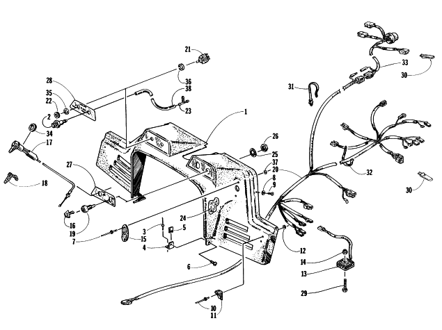 Parts Diagram for Arctic Cat 1997 BEARCAT 340 SNOWMOBILE CONSOLE, SWITCHES, AND WIRING ASSEMBLIES