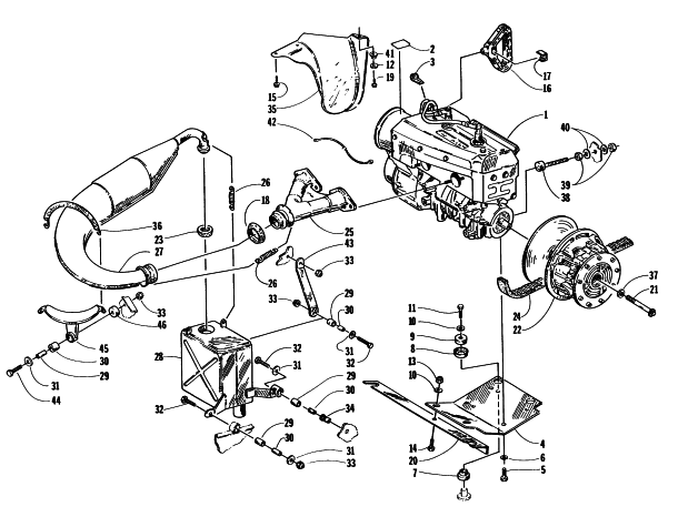 Parts Diagram for Arctic Cat 1997 BEARCAT 440 SNOWMOBILE ENGINE AND RELATED PARTS
