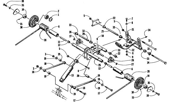 Parts Diagram for Arctic Cat 1997 PUMA 2-UP SNOWMOBILE REAR SUSPENSION REAR ARM ASSEMBLY
