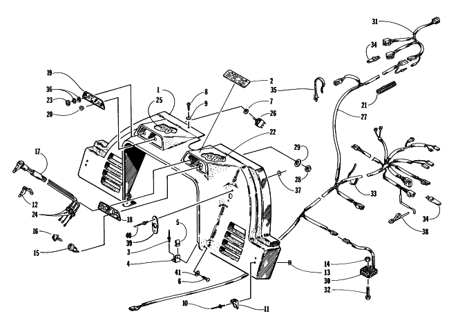 Parts Diagram for Arctic Cat 1997 THUNDERCAT MC SNOWMOBILE CONSOLE, SWITCHES, AND WIRING ASSEMBLIES