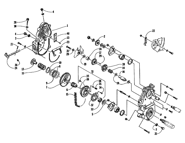 Parts Diagram for Arctic Cat 1997 POWDER EXTREME SNOWMOBILE DRIVE/REVERSE DROPCASE ASSEMBLY