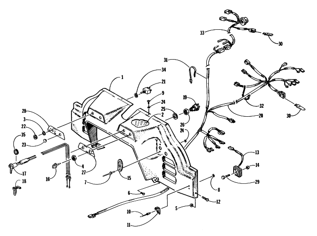 Parts Diagram for Arctic Cat 1997 PANTHER 440 SNOWMOBILE CONSOLE, SWITCHES, WIRING ASSEMBLIES