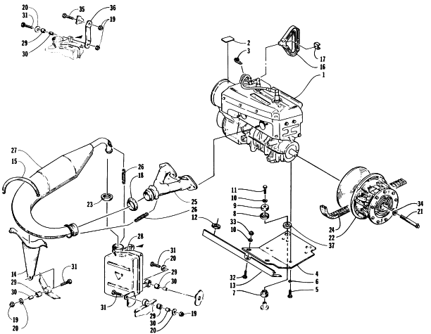 Parts Diagram for Arctic Cat 1997 Z 440 SNOWMOBILE ENGINE AND RELATED PARTS