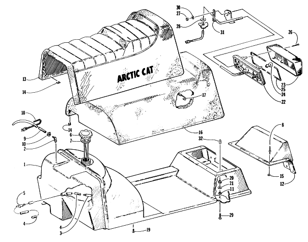 Parts Diagram for Arctic Cat 1997 PANTHER 440 SNOWMOBILE GAS TANK, SEAT, TAILLIGHT ASSEMBLY