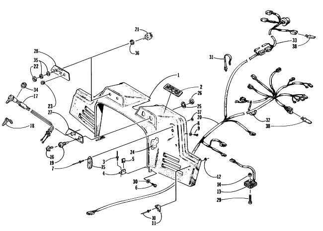 Parts Diagram for Arctic Cat 1997 ZL 440 SNOWMOBILE CONSOLE, SWITCHES, AND WIRING ASSEMBLIES