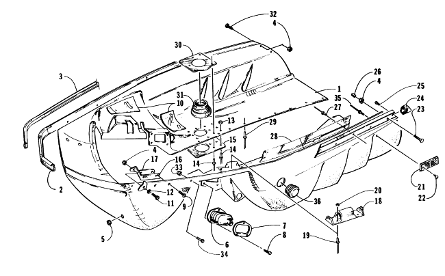 Parts Diagram for Arctic Cat 1997 ZL 440 SNOWMOBILE BELLY PAN ASSEMBLY