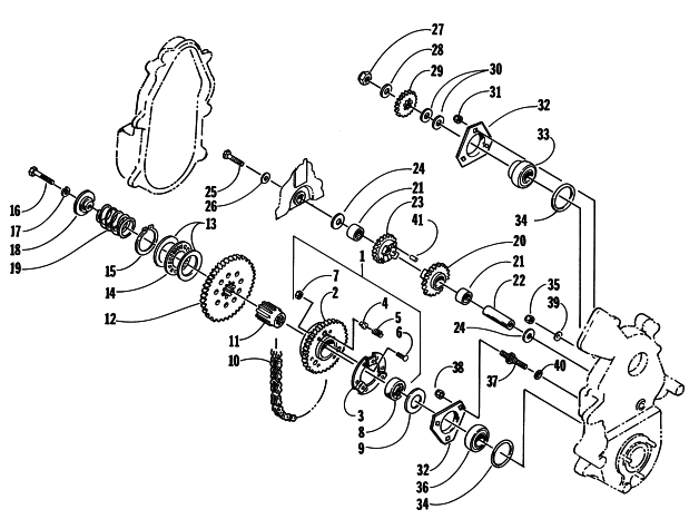 Parts Diagram for Arctic Cat 1998 BEARCAT WIDE TRACK SNOWMOBILE DRIVE/REVERSE DROPCASE ASSEMBLY