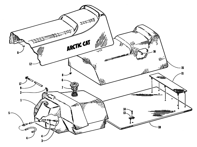Parts Diagram for Arctic Cat 1998 BEARCAT WIDE TRACK SNOWMOBILE GAS TANK AND SEAT ASSEMBLIES