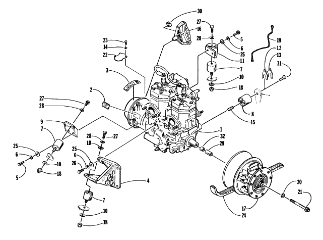 Parts Diagram for Arctic Cat 1997 BEARCAT WIDE TRACK SNOWMOBILE ENGINE AND RELATED PARTS