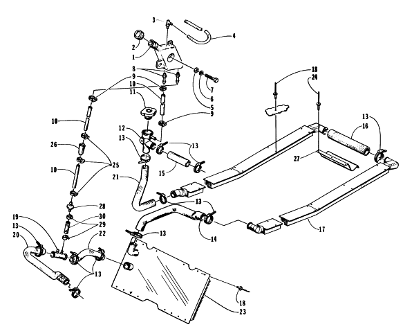 Parts Diagram for Arctic Cat 1997 ZL 440 SNOWMOBILE COOLING ASSEMBLY