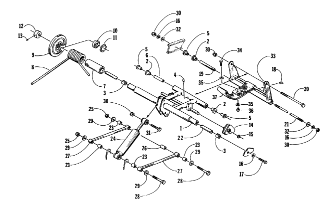 Parts Diagram for Arctic Cat 1998 BEARCAT WIDE TRACK SNOWMOBILE REAR SUSPENSION/REAR ARM ASSEMBLY