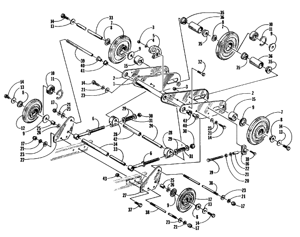 Parts Diagram for Arctic Cat 1999 BEARCAT WT SNOWMOBILE ARTICULATING SKID FRAME ASSEMBLY