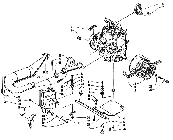 Parts Diagram for Arctic Cat 1997 ZL 440 SNOWMOBILE ENGINE AND RELATED PARTS