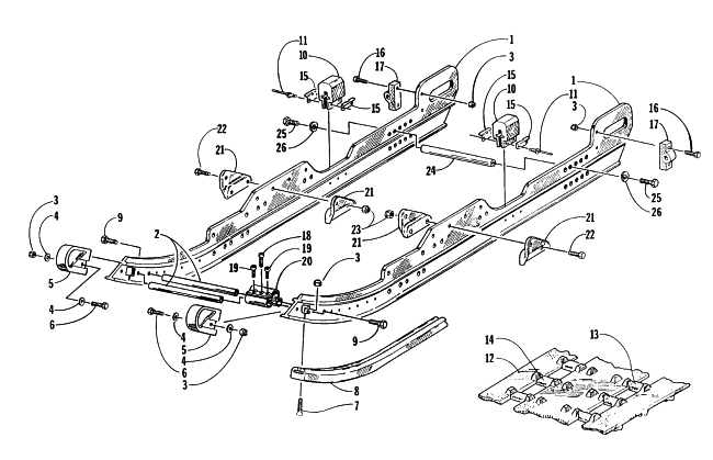 Parts Diagram for Arctic Cat 1997 ZR 440 SNOWMOBILE SLIDE RAIL AND TRACK ASSEMBLY