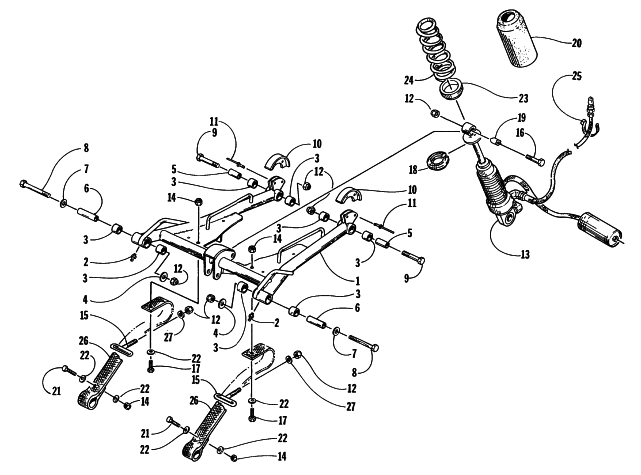 Parts Diagram for Arctic Cat 1997 ZR 440 SNOWMOBILE REAR SUSPENSION - FRONT ARM ASSEMBLY