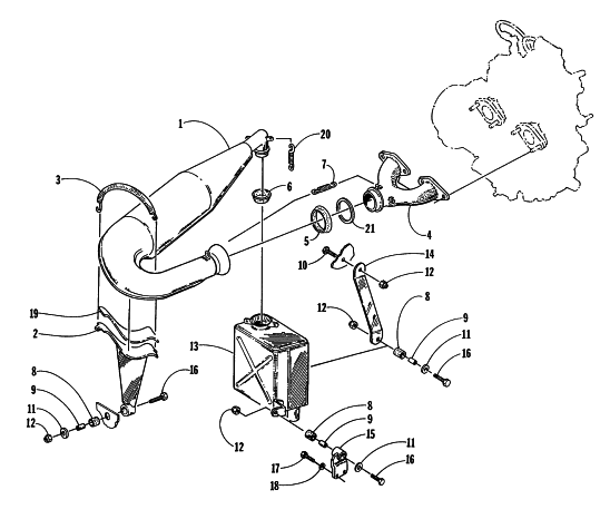 Parts Diagram for Arctic Cat 1997 ZR 440 SNOWMOBILE EXHAUST ASSEMBLY