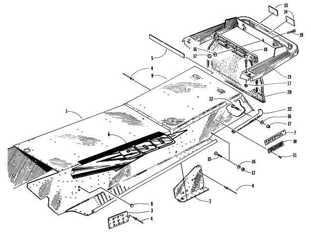 Parts Diagram for Arctic Cat 1997 THUNDERCAT SNOWMOBILE TUNNEL AND REAR BUMPER