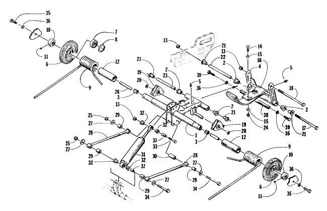 Parts Diagram for Arctic Cat 1997 ZL 440 SNOWMOBILE REAR SUSPENSION/REAR ARM ASSEMBLY