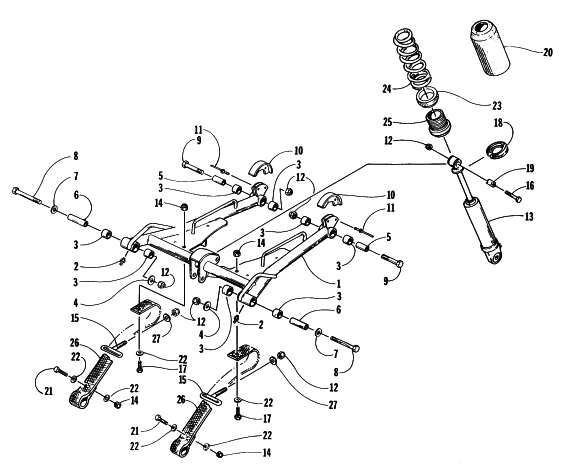 Parts Diagram for Arctic Cat 1997 ZRT 800 SNOWMOBILE REAR SUSPENSION FRONT ARM ASSEMBLY