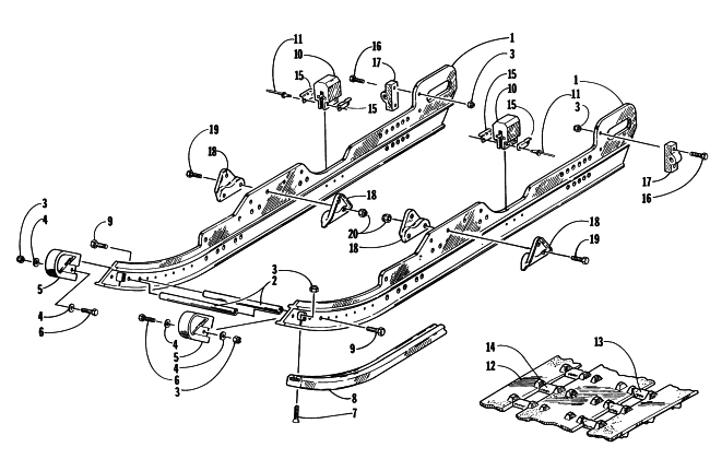 Parts Diagram for Arctic Cat 1998 ZRT 800 SNOWMOBILE SLIDE RAIL AND TRACK ASSEMBLY